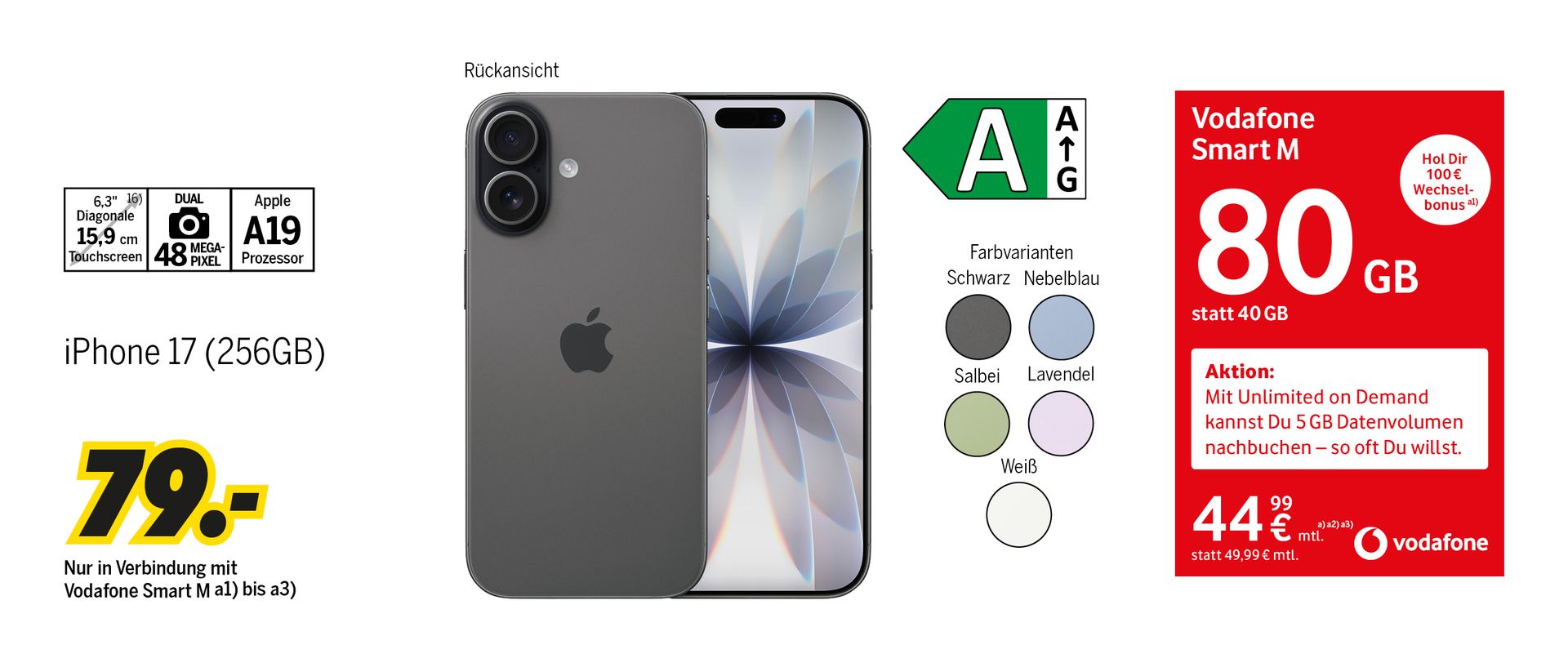 iPhone 17 mit 256GB für einmalig 79€